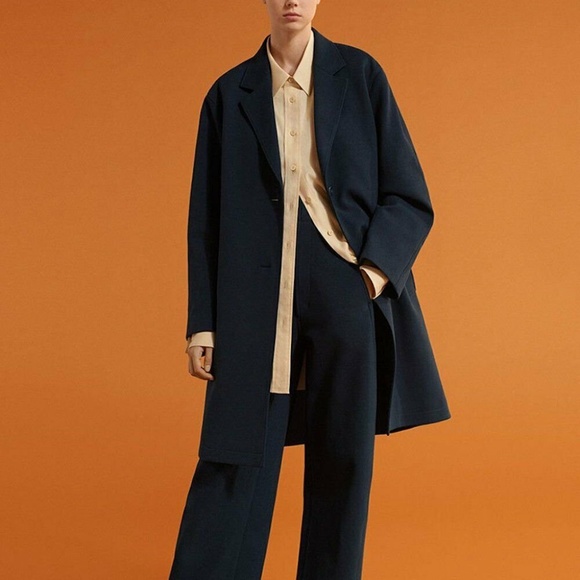 UNIQLO U Double Face Coat Overcoat Navy Blue - Picture 4 of 4